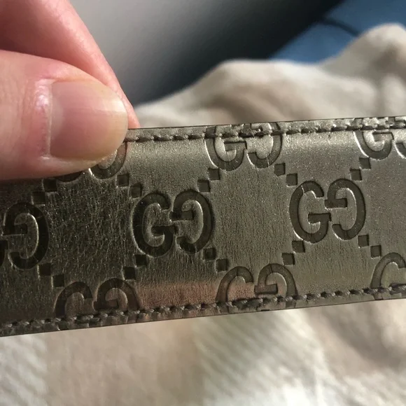 Gucci Guccissima Interlocking G Gold Leather Belt Size 85 display picture 1
